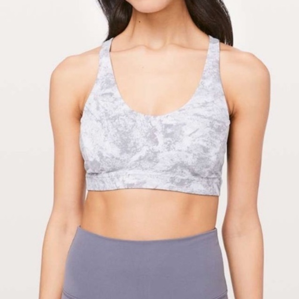 Lululemon Flow Freely Bra Washed Marble Alpine White‎ Silverscreen Size 4